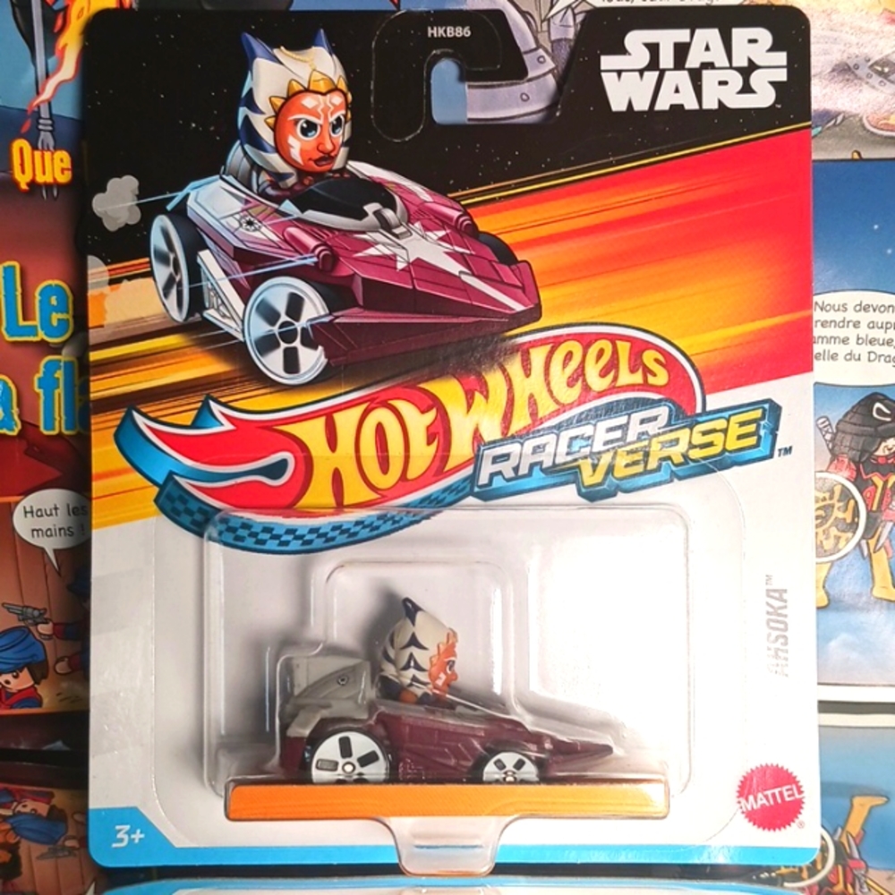 Star Wars × Hot Wheels AHSOKA Racerverse, 1:64, Black+Purple Multi.